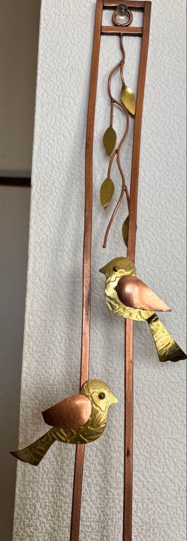 アンティーク風 鳥と葉の壁掛けオブジェ