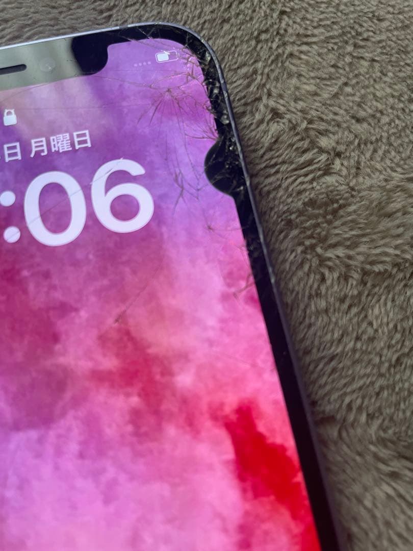 iPhone12 128GB パープル 画面割れ ジャンク 動作OK