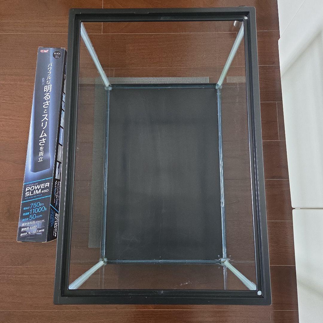 GEX 幅45cm ガラス水槽 +専用ガラス蓋2枚+専用LEDライト+耐震マット