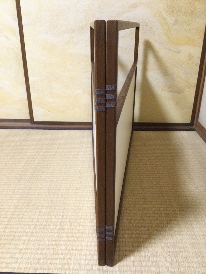 風炉先屏風 江戸間 鳥の子 角丸 両面 茶道具 紙箱付 L365