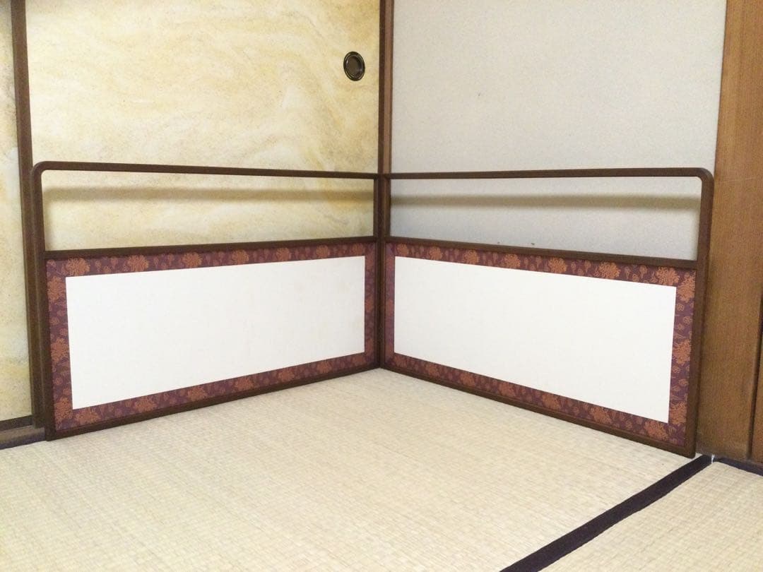 風炉先屏風 江戸間 鳥の子 角丸 両面 茶道具 紙箱付 L365