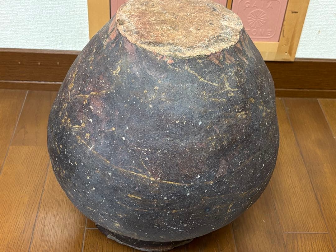 古越前壺　無釉焼き締め壺　 古美術　花器 置き飾り時代物