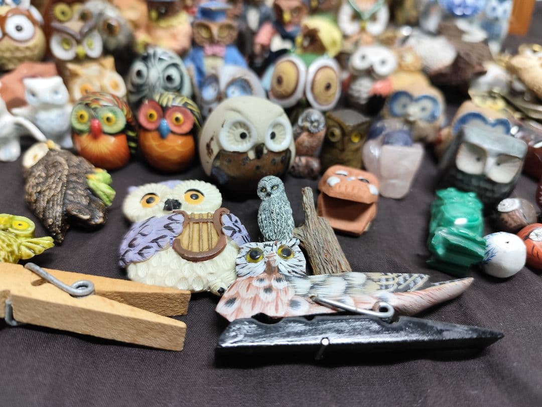 フクロウ．ふくろう．梟．置物．置き物．まとめ売り．セット．陶器．木製