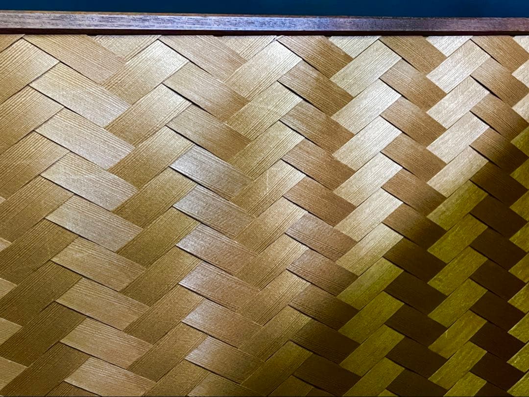 「祖」 唐松 網代 両面使い 上透かし 風炉先屏風 桑縁 茶道具（303⑤）