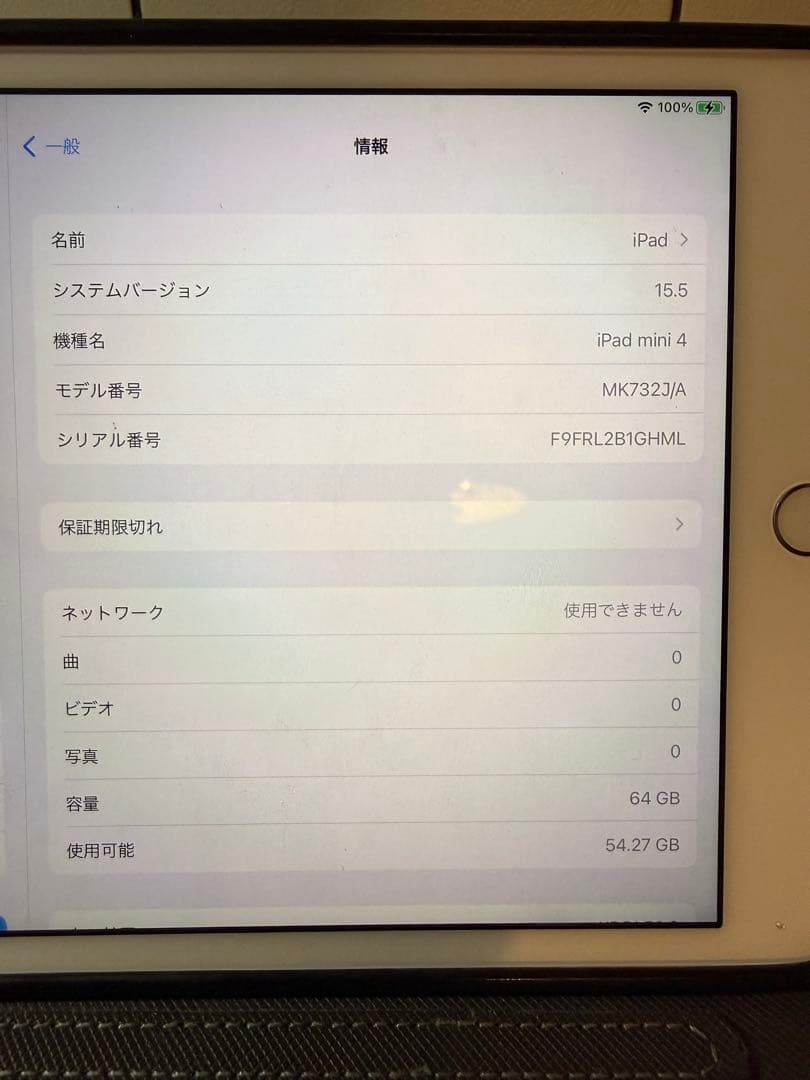 iPadmini4 本体 シルバー 美品 64GB cellular+wifi