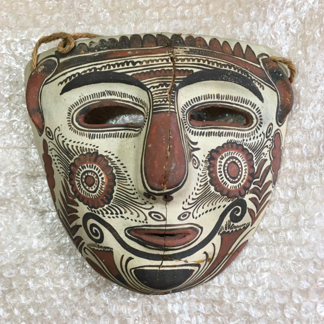 ○メキシコ民芸品 土焼仮面 テコラッタ フォークアート お面