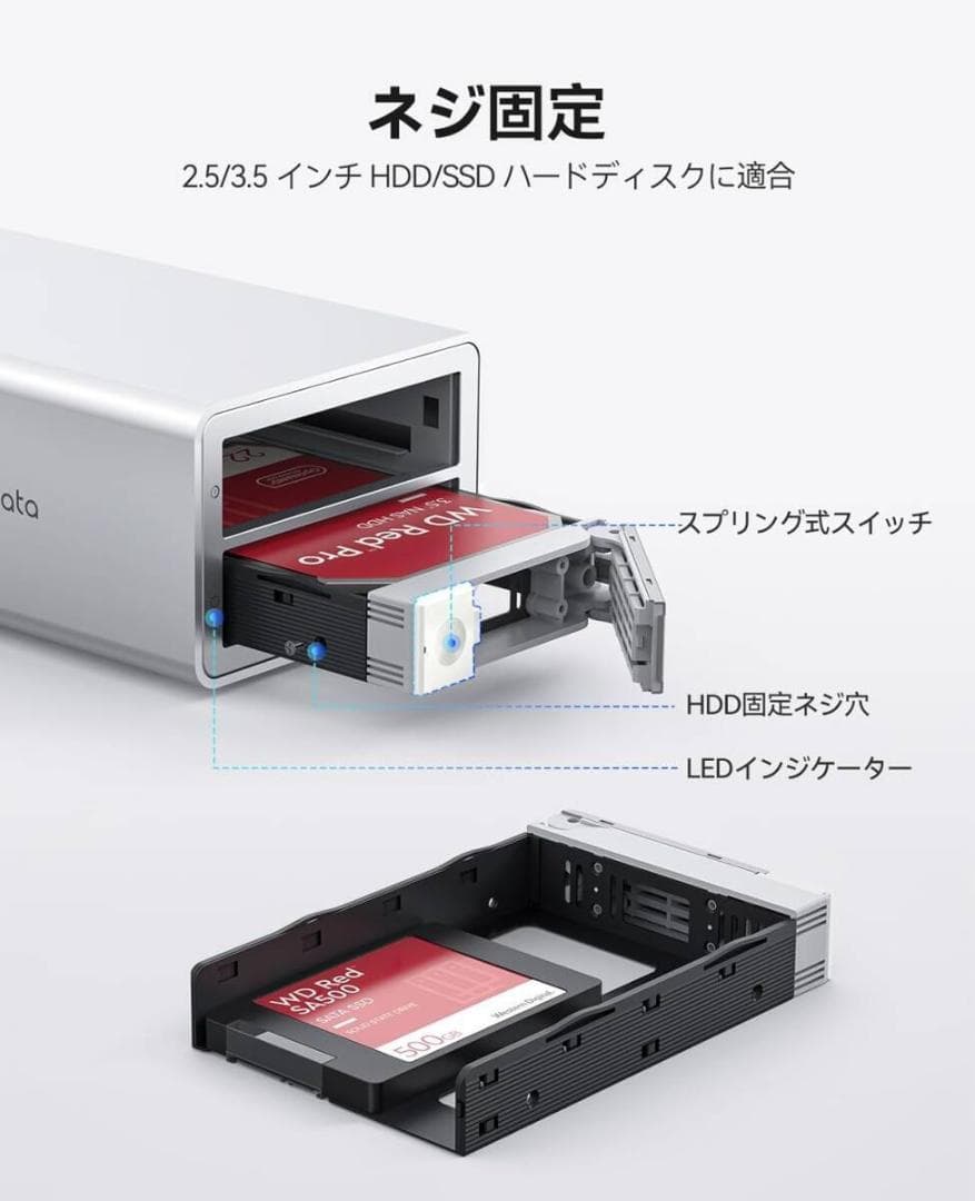 ORICO 【RAID機能対応】 HDD ケース 2Bay 22TB*2