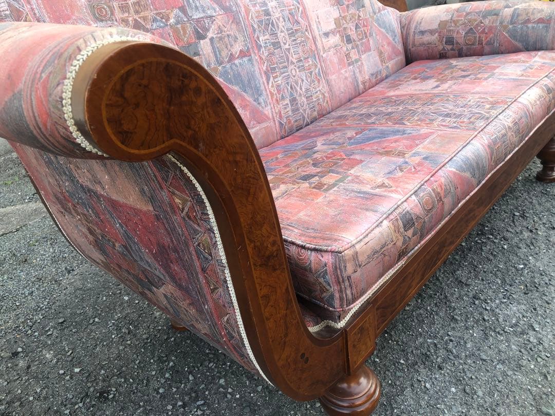 アンティーク2人掛けソファ　猫脚ラブソファー　ダイニングチェア コロロ調　現状品