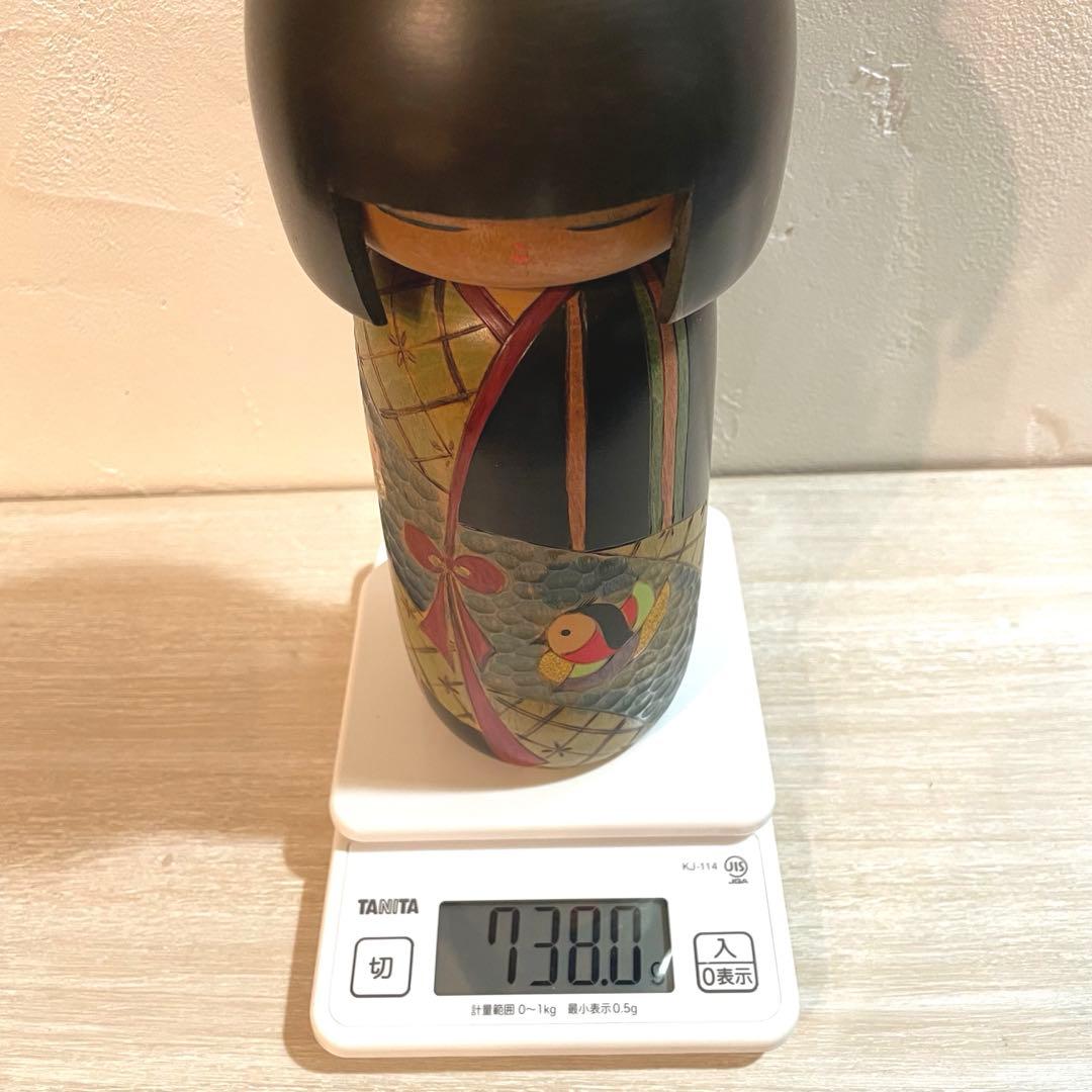 創作こけし　川瀬祐志作　高さ25センチ　道後温泉　日本人形 木工芸　台座付き
