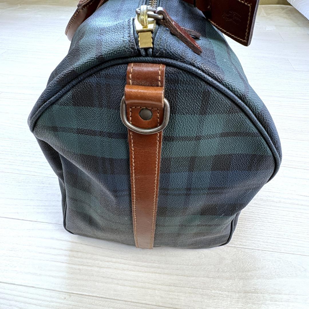 ポロラルフローレン　ボストンバッグ チェック　グリーンxブラウン系 ゴールド金具