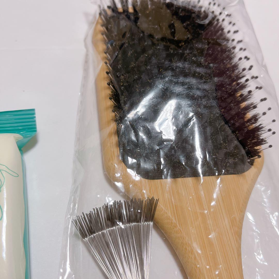 美容師監修 ヘアブラシ クリーナー付き 豚毛 ブラシ くし 髪の毛