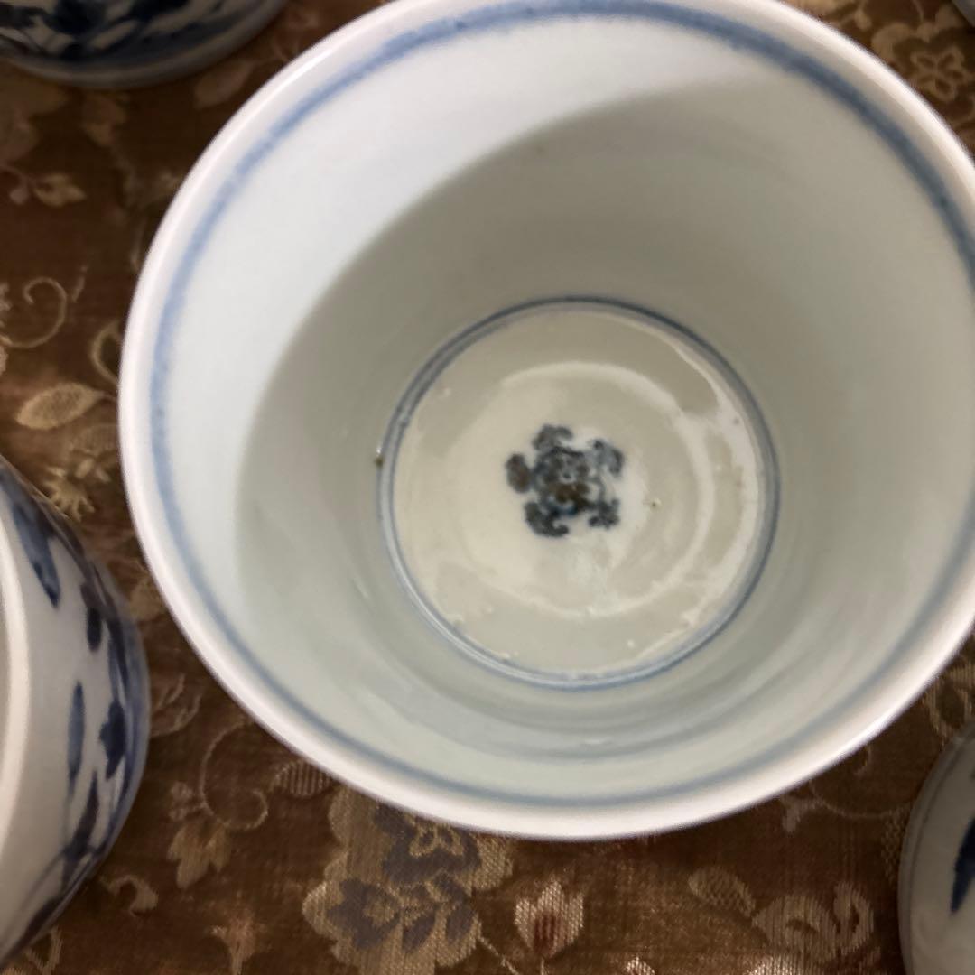 江戸時代古染め付け蕎麦猪口　 　5客