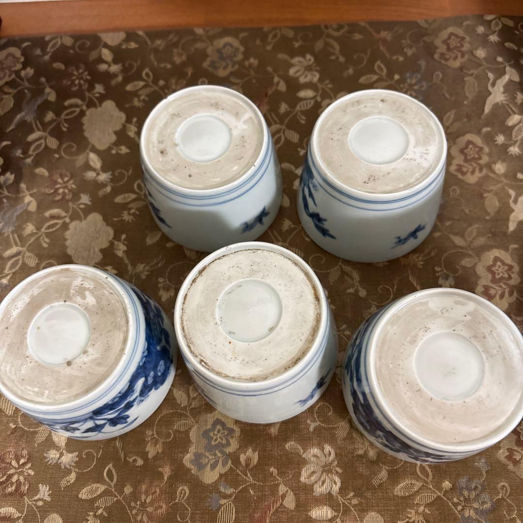 江戸時代古染め付け蕎麦猪口　 　5客