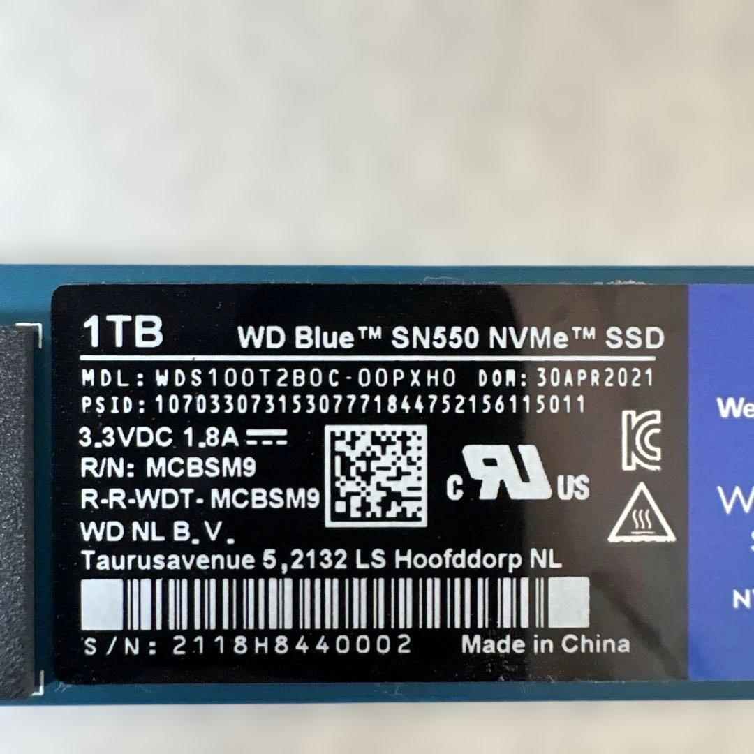 【動作確認済】WD Blue SN550 NVMe SSD 1TB (M.2)