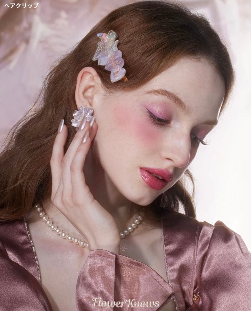 フラワーノーズ　ストロベリーロココ　ボックス＆ハンドミラー＆ヘアクリップ　3点