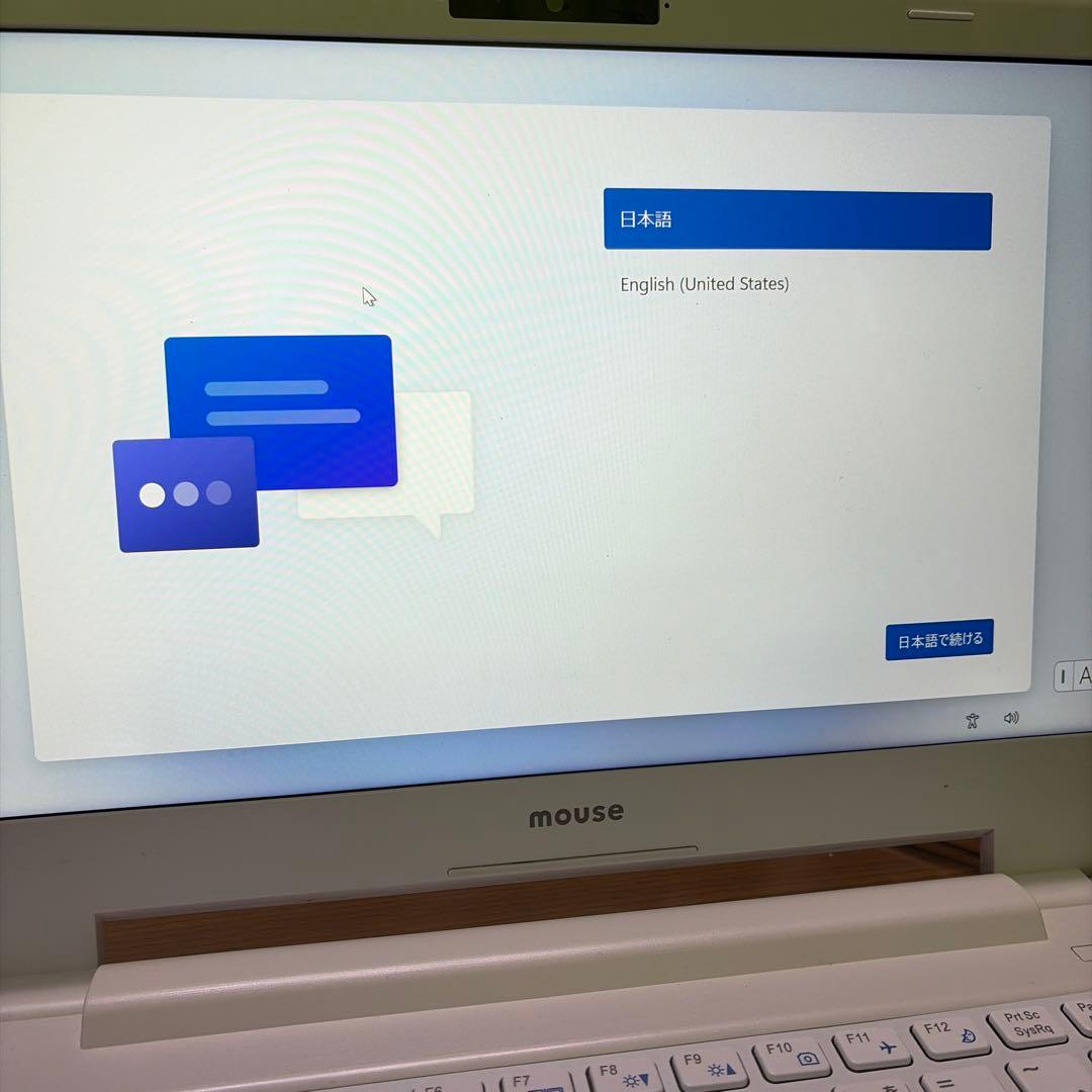 【ジャンク】mouse ノートPC 初期化済み Windows11 充電器付 白