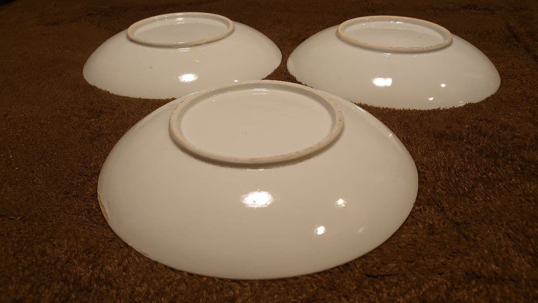 古伊万里　伊万里　色絵　華の図　三ツ割　大皿　３客