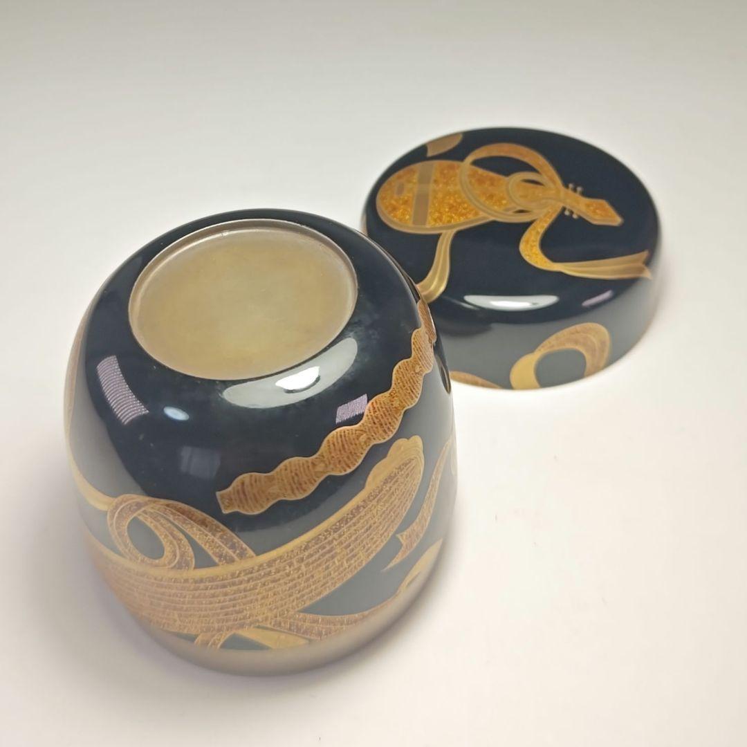 ウ352 棗『呉藤童甫作』『楽器蒔絵　内銀　大棗　共箱』茶道具　漆塗