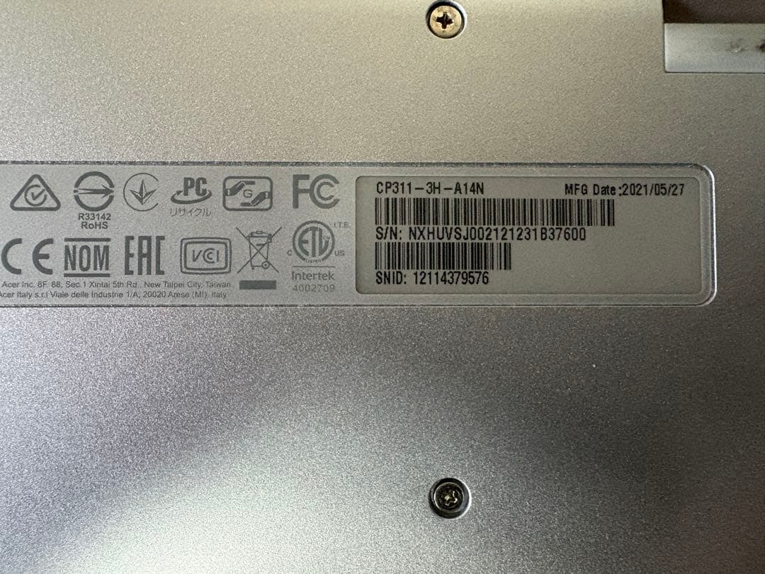 Chromebook本体 Acer Chromebook Spin 311 CP311-3H-A14N