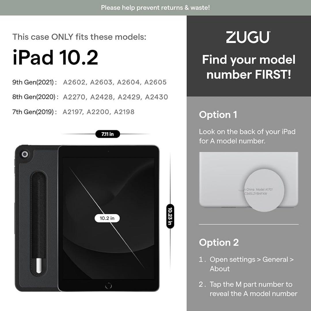 ZUGU iPadケース第9/8/7世代10.2インチ　カバー　ローズピンク