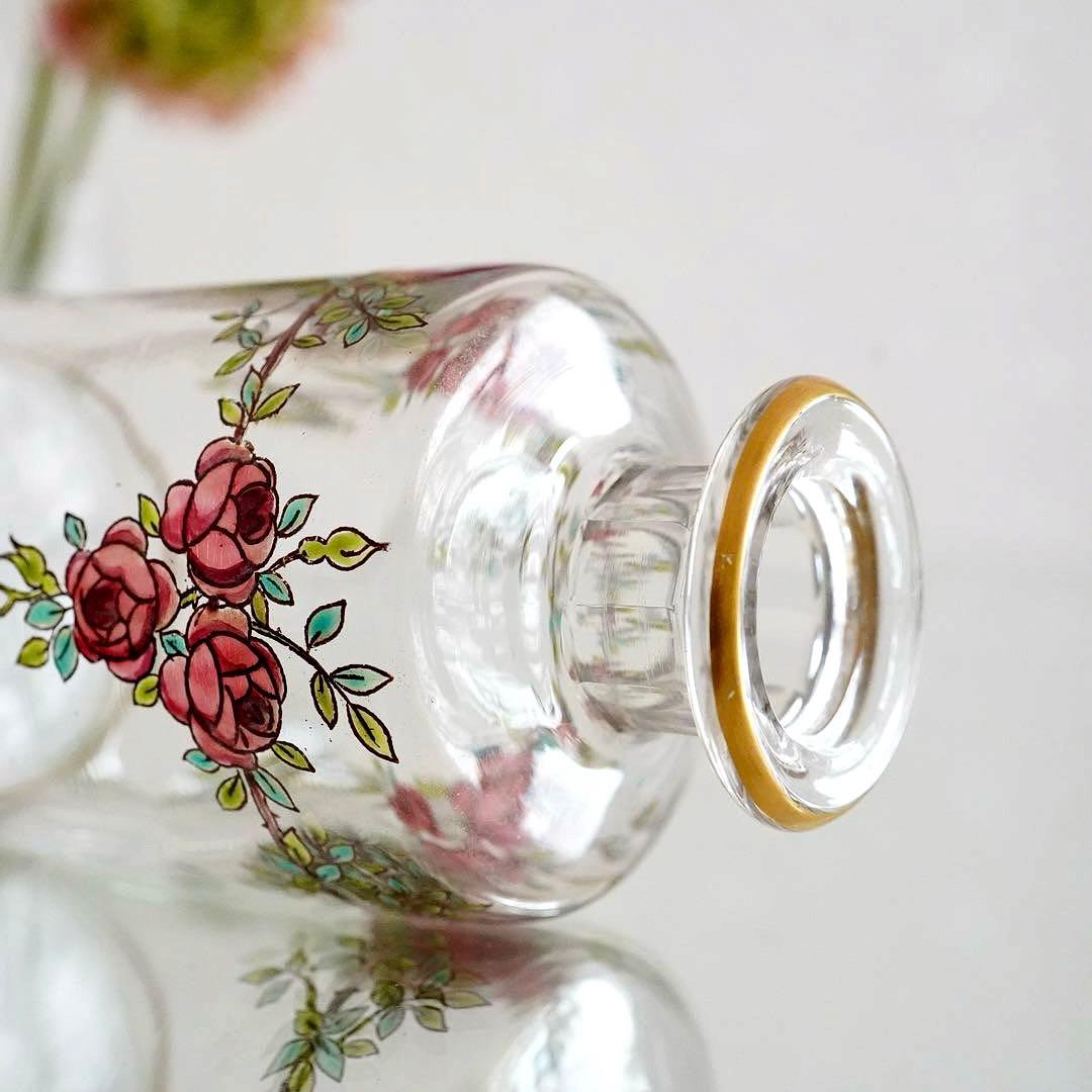 美品★極希少 オールドバカラ BACCARAT 香水瓶 L 薔薇文 ルビーの指輪
