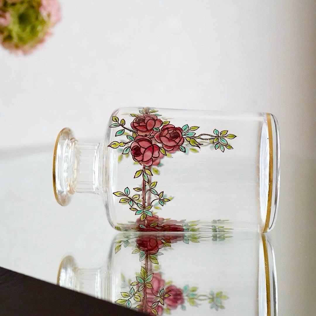 美品★極希少 オールドバカラ BACCARAT 香水瓶 L 薔薇文 ルビーの指輪