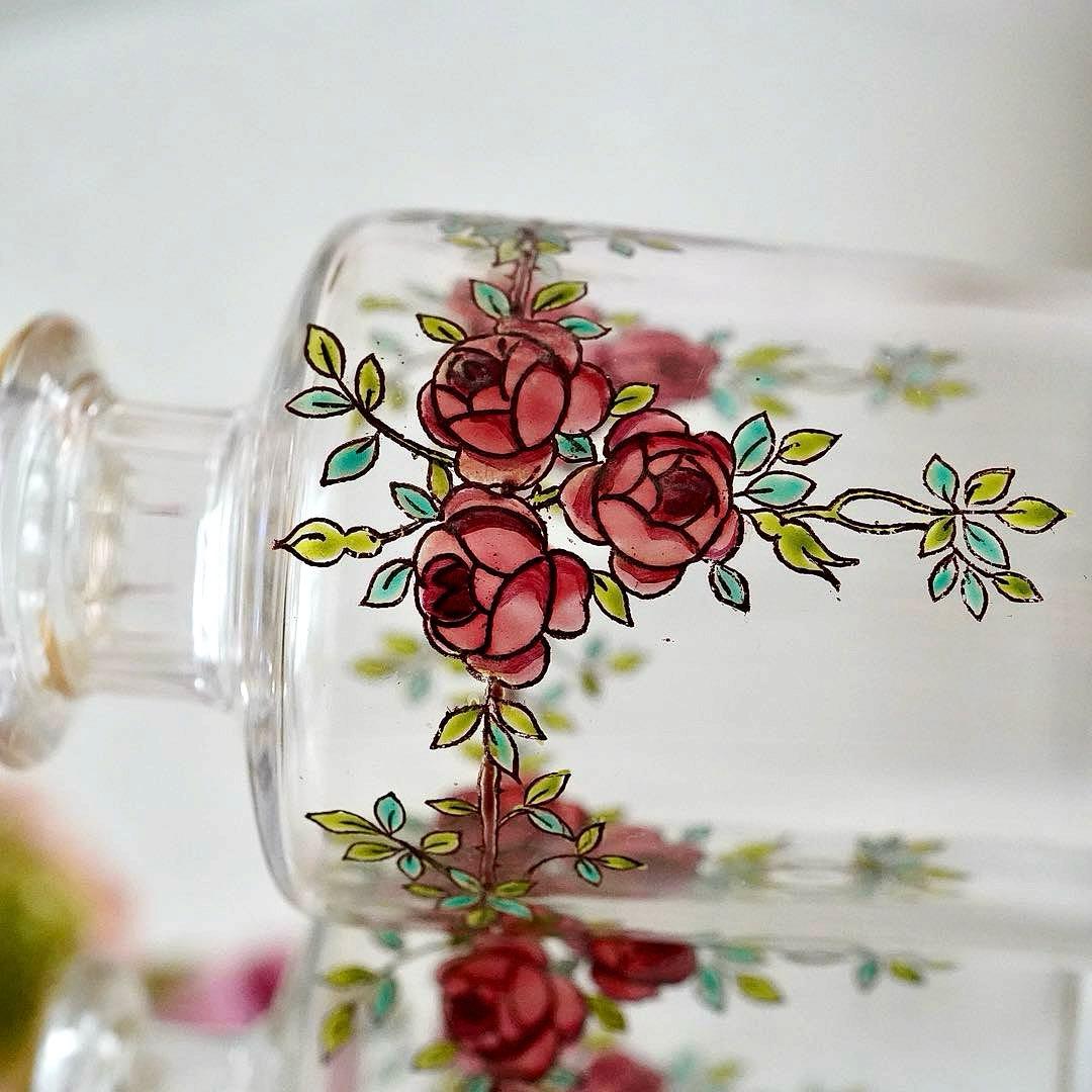 美品★極希少 オールドバカラ BACCARAT 香水瓶 L 薔薇文 ルビーの指輪