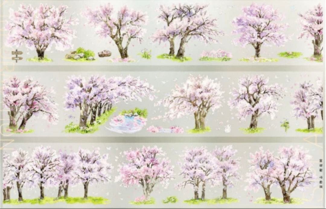 PET 樱花树 7cm×5m 海外マスキングテープ　桜の木　桜