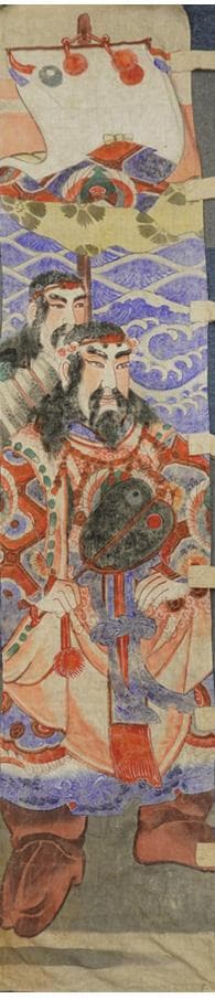古布 天神七代記 地神五代記 三ツ藤巴 のぼり旗 武者絵 3枚組 古布 帆布