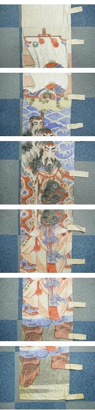 古布 天神七代記 地神五代記 三ツ藤巴 のぼり旗 武者絵 3枚組 古布 帆布