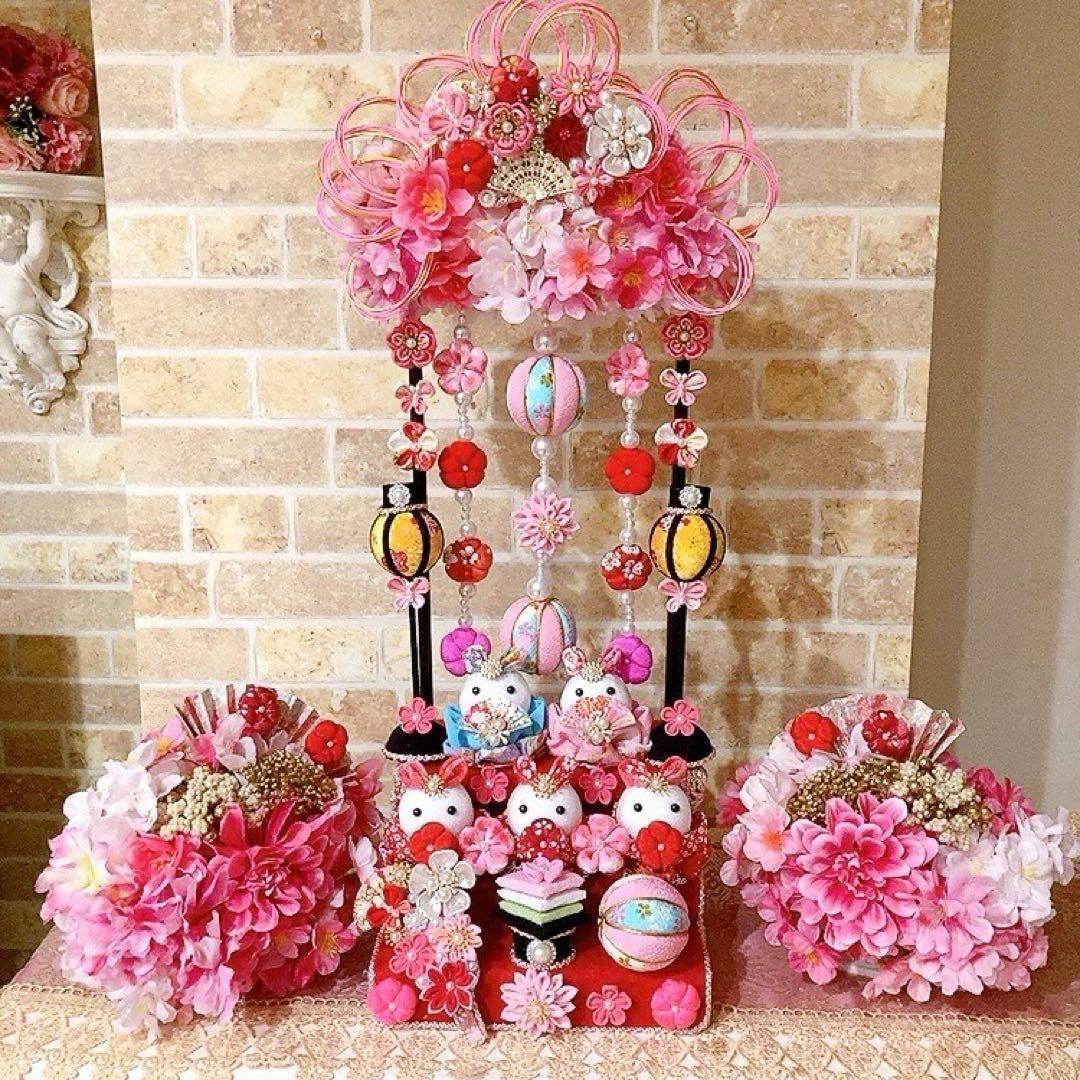 超豪華！最高峰のお雛様♡八重桜と吊るし飾りのお雛様3段飾り♡ひな祭り♡桃の節句