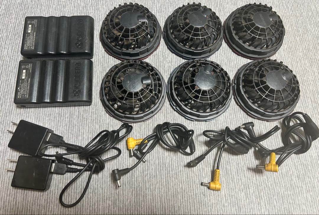 【早い者勝ち！】バートルAC230（12V）×2☆ファン×6・配線・充電器セット
