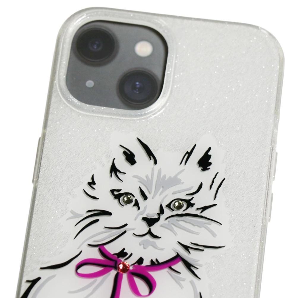 【ケイトスペード】ウィスカーズ 猫 iPhone15ケース ホワイト