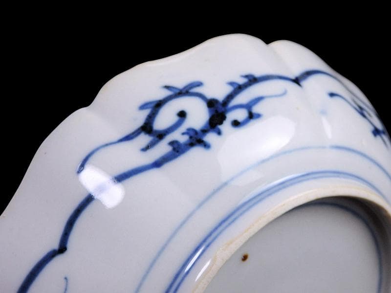 大聖寺伊万里　金襴手 窓絵　寿に鶴の図　膾皿　４客　B252AS-DCr