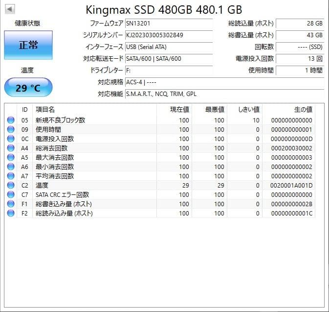 ✨ほぼ新品の稼働時間✨2個セット✨SSD 480GB✨2.5インチ✨07-06