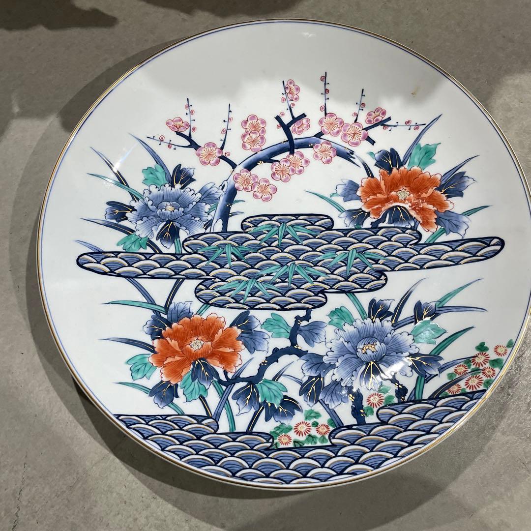 【有田焼】峯山作 伝統工芸 絵付大皿 额皿46㎝