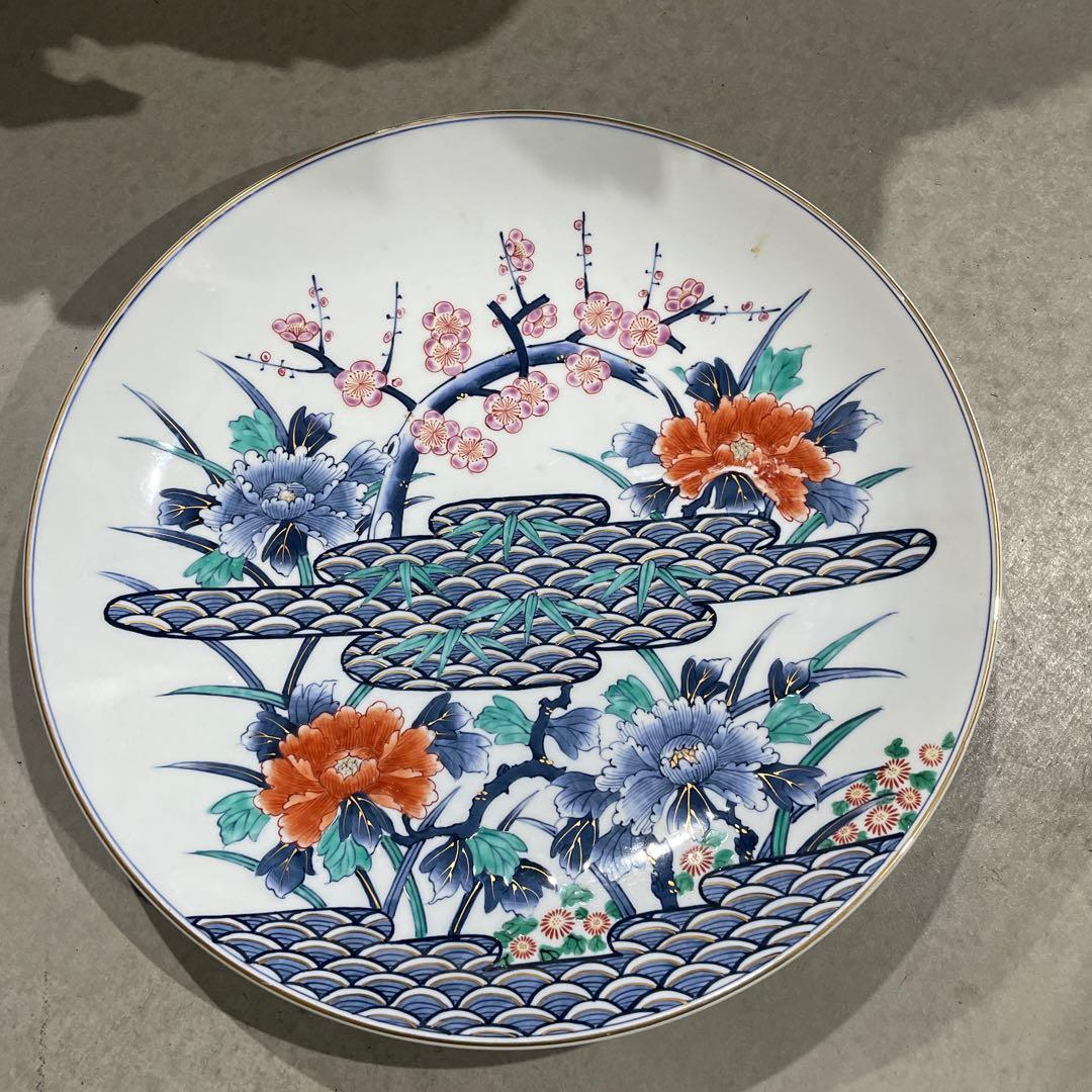 【有田焼】峯山作 伝統工芸 絵付大皿 额皿46㎝