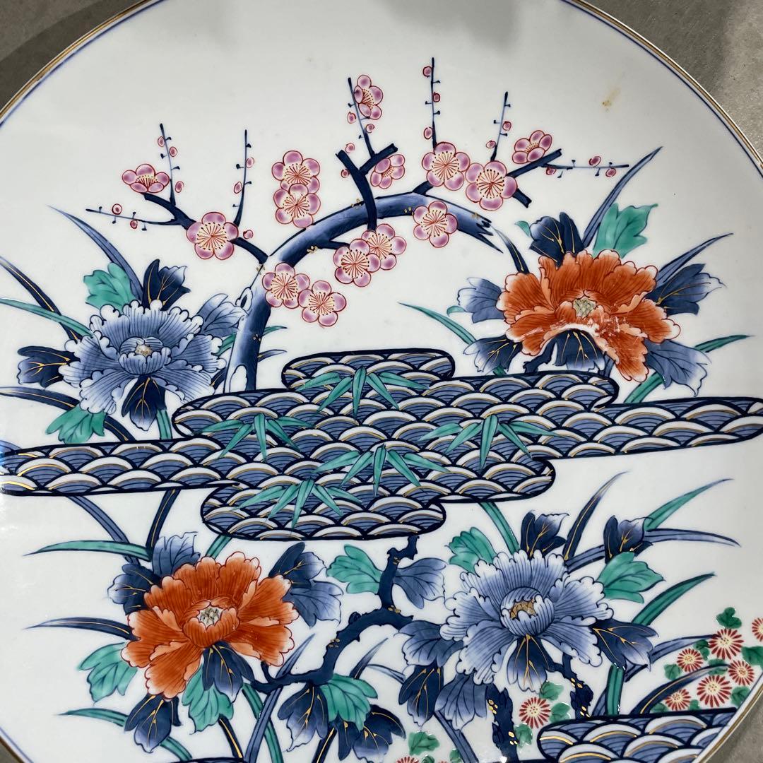 【有田焼】峯山作 伝統工芸 絵付大皿 额皿46㎝