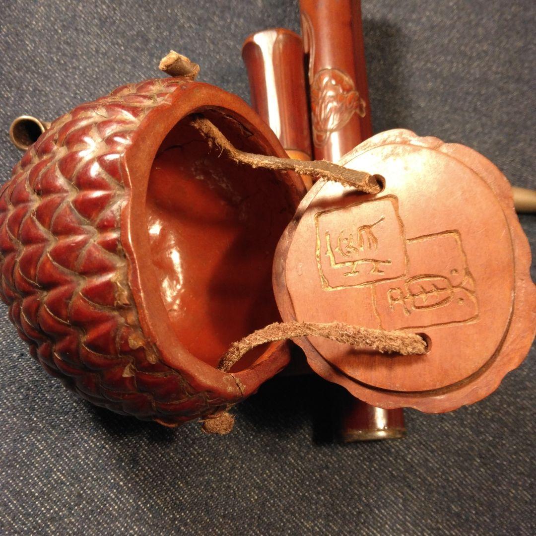 古い煙草入れ　キセル　印籠　揚げ物　着物　骨董