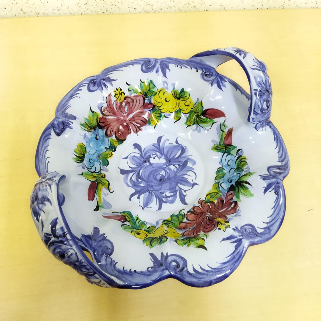 ポルトガル製 輸入雑貨 美しい伝統柄の陶器絵皿 ブルー 花柄 陶器 手描き