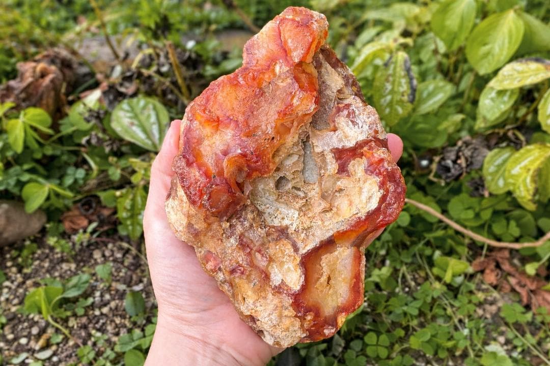 【希少 玉川産】赤瑪瑙 水晶 晶洞 1005g 原石／天然石 標本
