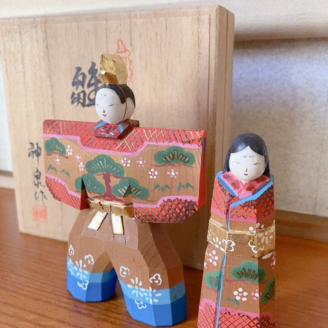 奈良県 伝統工芸品 奈良一刀彫 立雛 雛人形セット