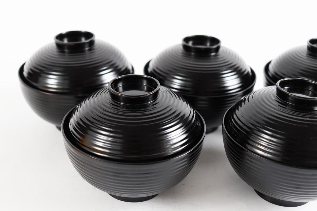 輪島塗 塗師 吉峰 蒔絵師 和 春秋蒔絵 吸物椀 五客 共箱 茶道具懐石道具会席