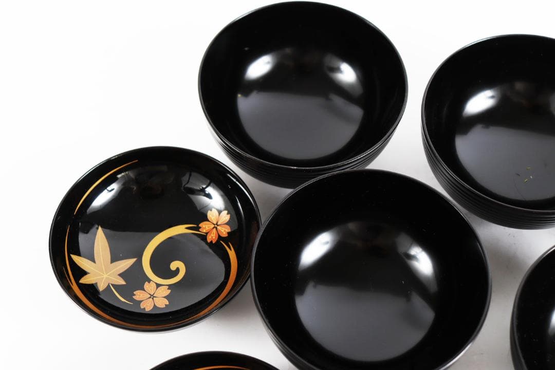 輪島塗 塗師 吉峰 蒔絵師 和 春秋蒔絵 吸物椀 五客 共箱 茶道具懐石道具会席