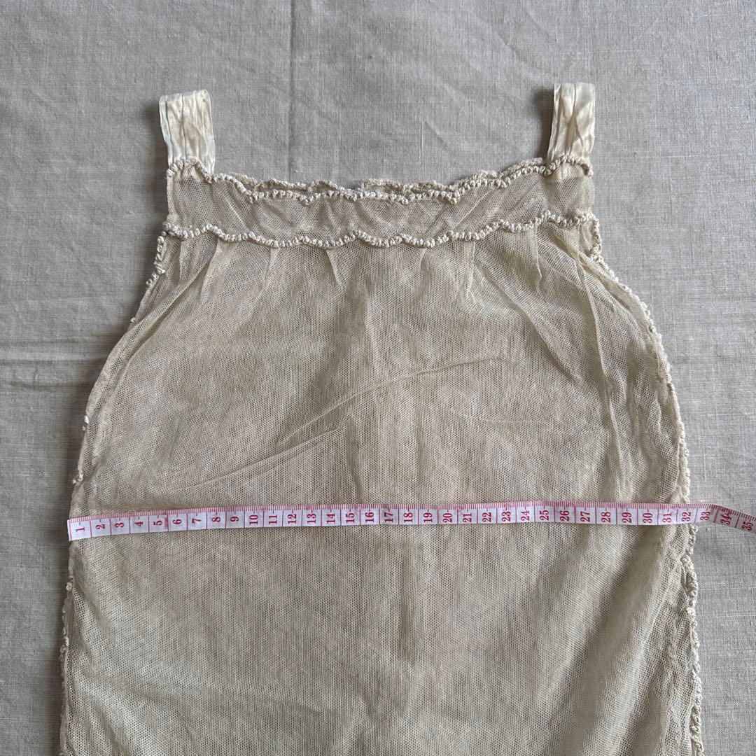 N-70フランスアンティークレース　チュールレース　キャミソール　刺繍