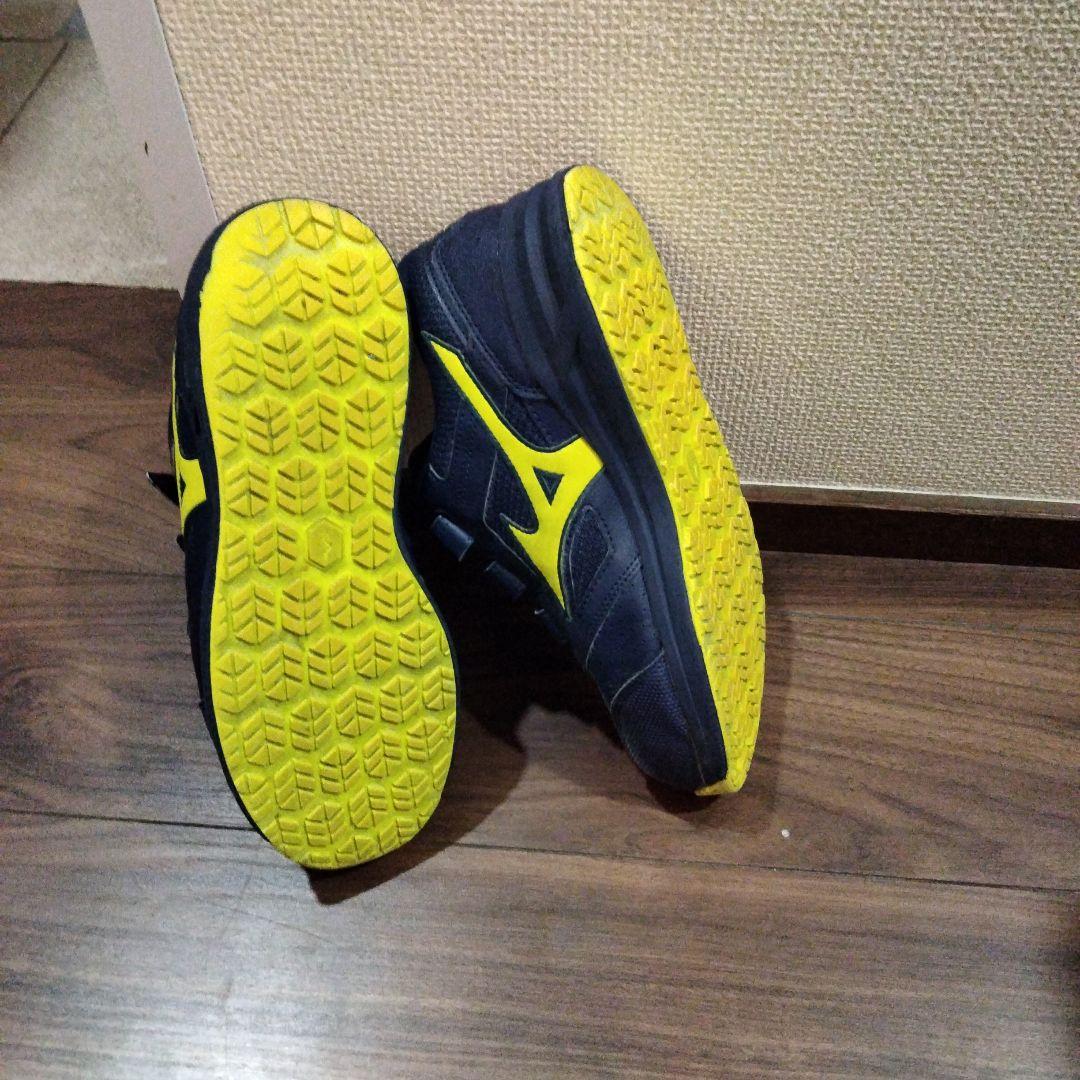 Mizuno ベルクロ式安全靴 ネイビー/イエロー