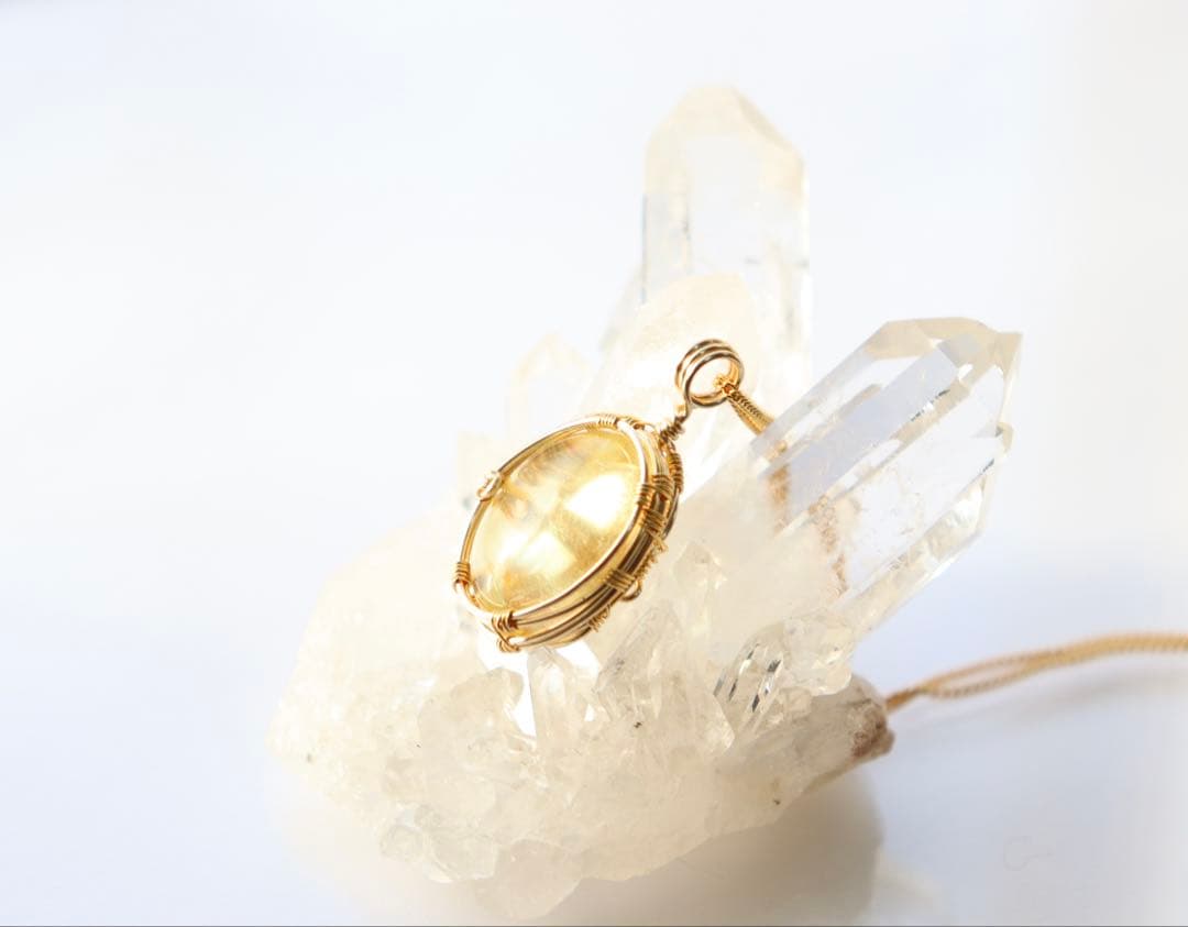 アンダラクリスタルワイヤージュエリーネックレス✧セレスチャルイエロー✧