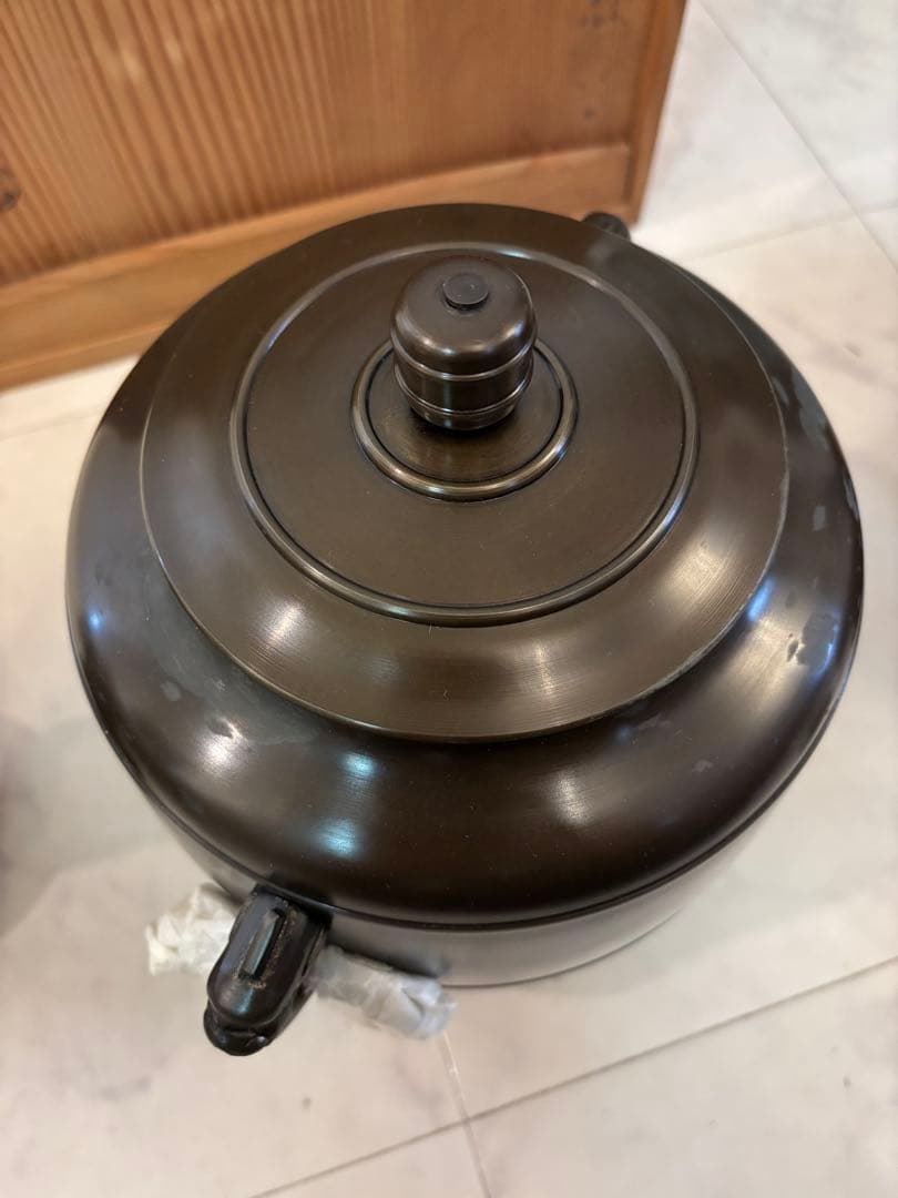 釜師 金森紹栄作 唐銅 皆具　茶道具 共箱