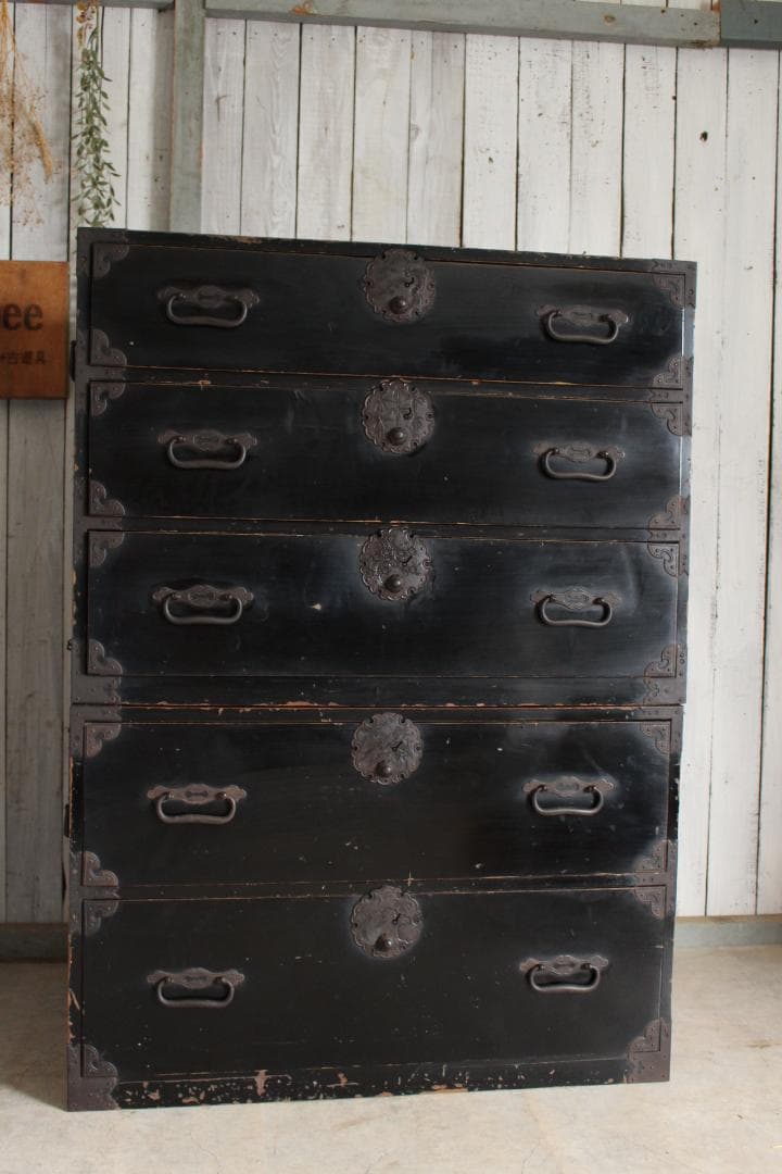 丸金具　庄内箪笥　2段　タンス　収納　古家具　古民家　時代家具