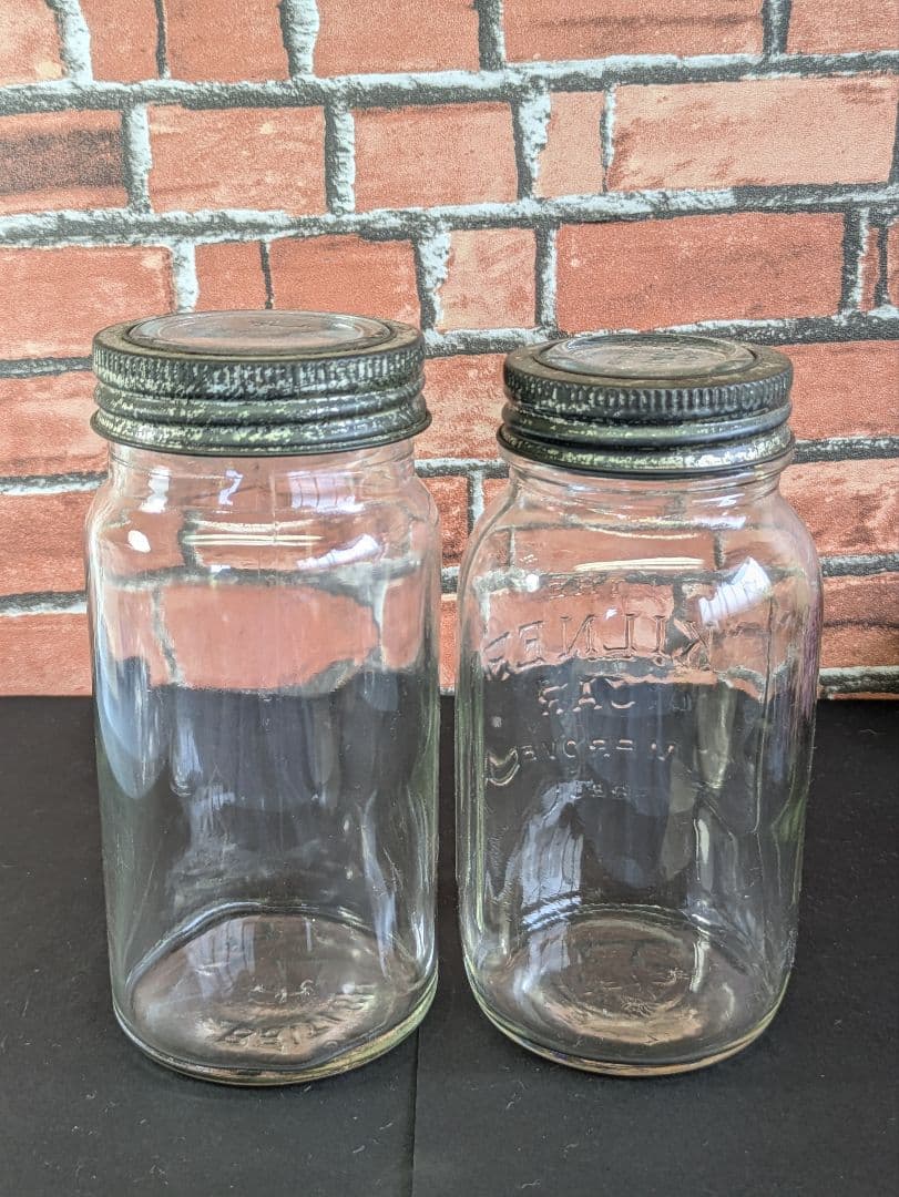 イギリス アンティーク ガラスジャー キルナー KILNER 2本セット